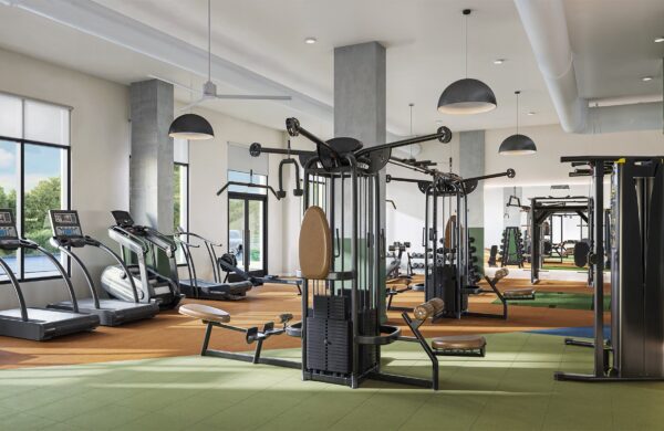 Rendering of the fitness center at Heyday Blacksburg