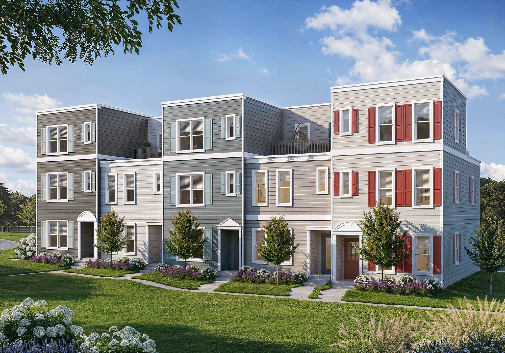 Rendering of townhomes at Heyday Blacksburg